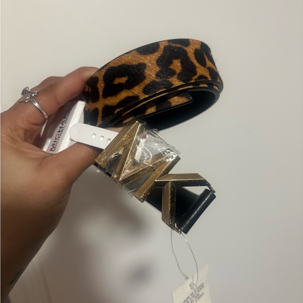 Leopard Print Belt with Michael Kors Buckle